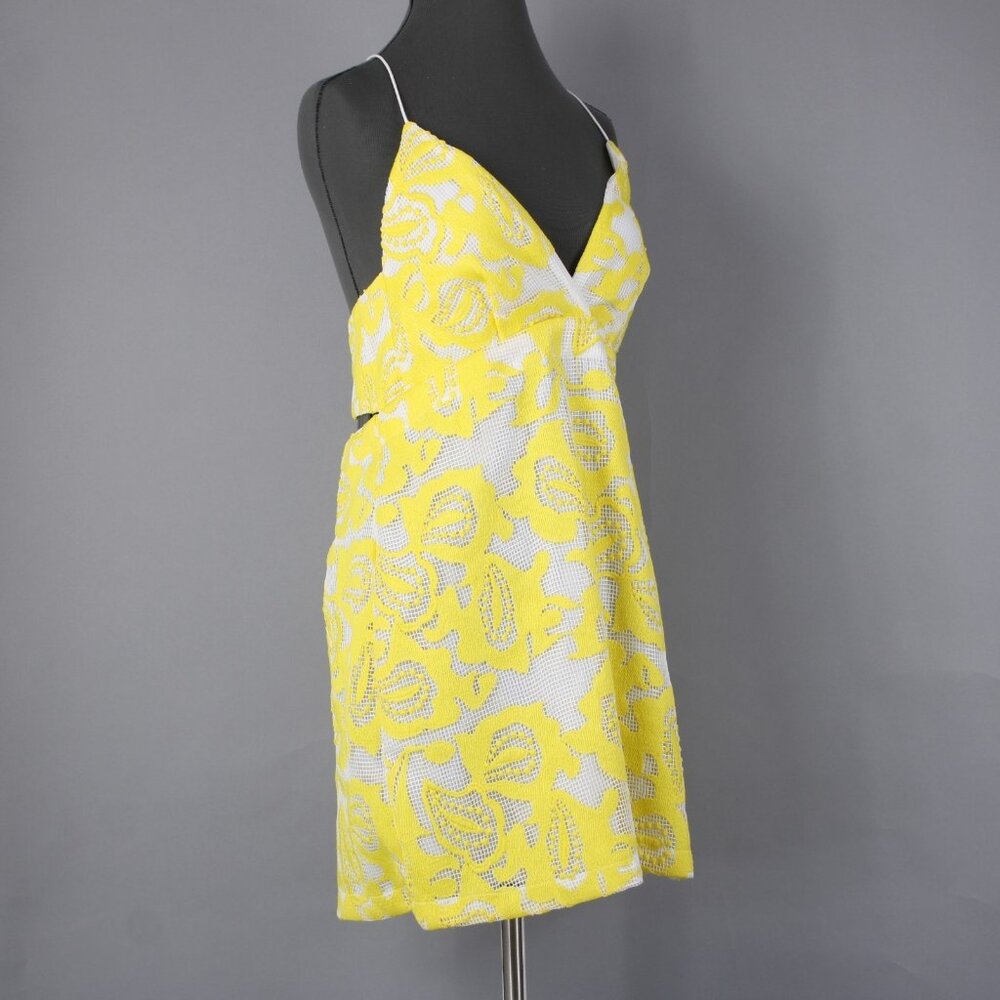 Maeve Dress $170 Sz 10 Yellow White Lined Embroidered V Neck Poly Viscose - Picture 8 of 16